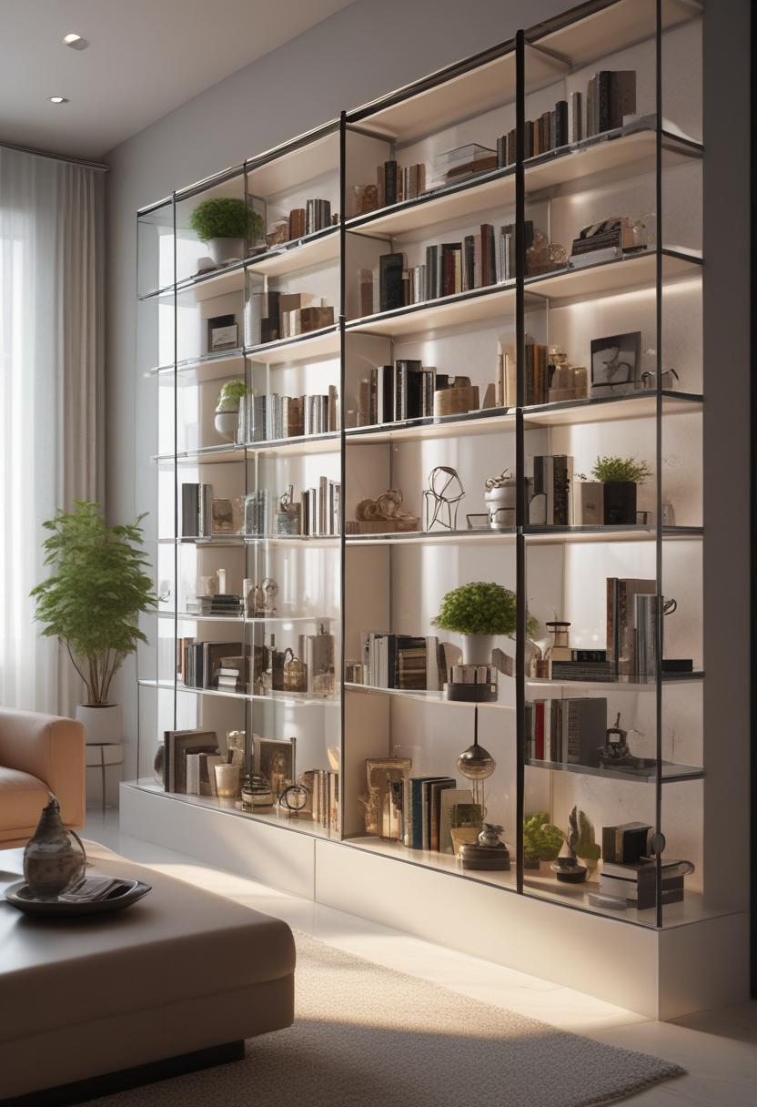 21 Elegant built -in shelves for the living room 17 13. Mirror back glass shelves-0