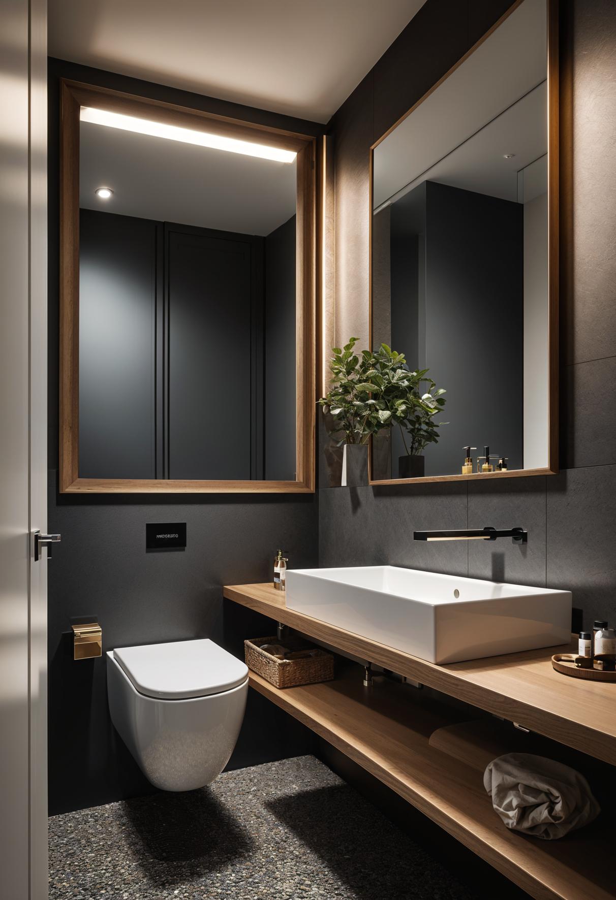 15 Genius half bathroom decor ideas 9 5. Rocked wall improves the visual room-0