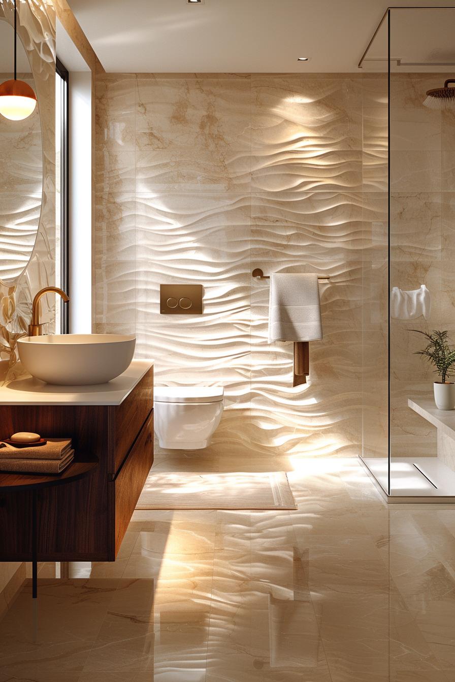 21 Breathtaking bathroom wall decoration ideas to inspire you 11 6. Modern 3D wall panel decor-0