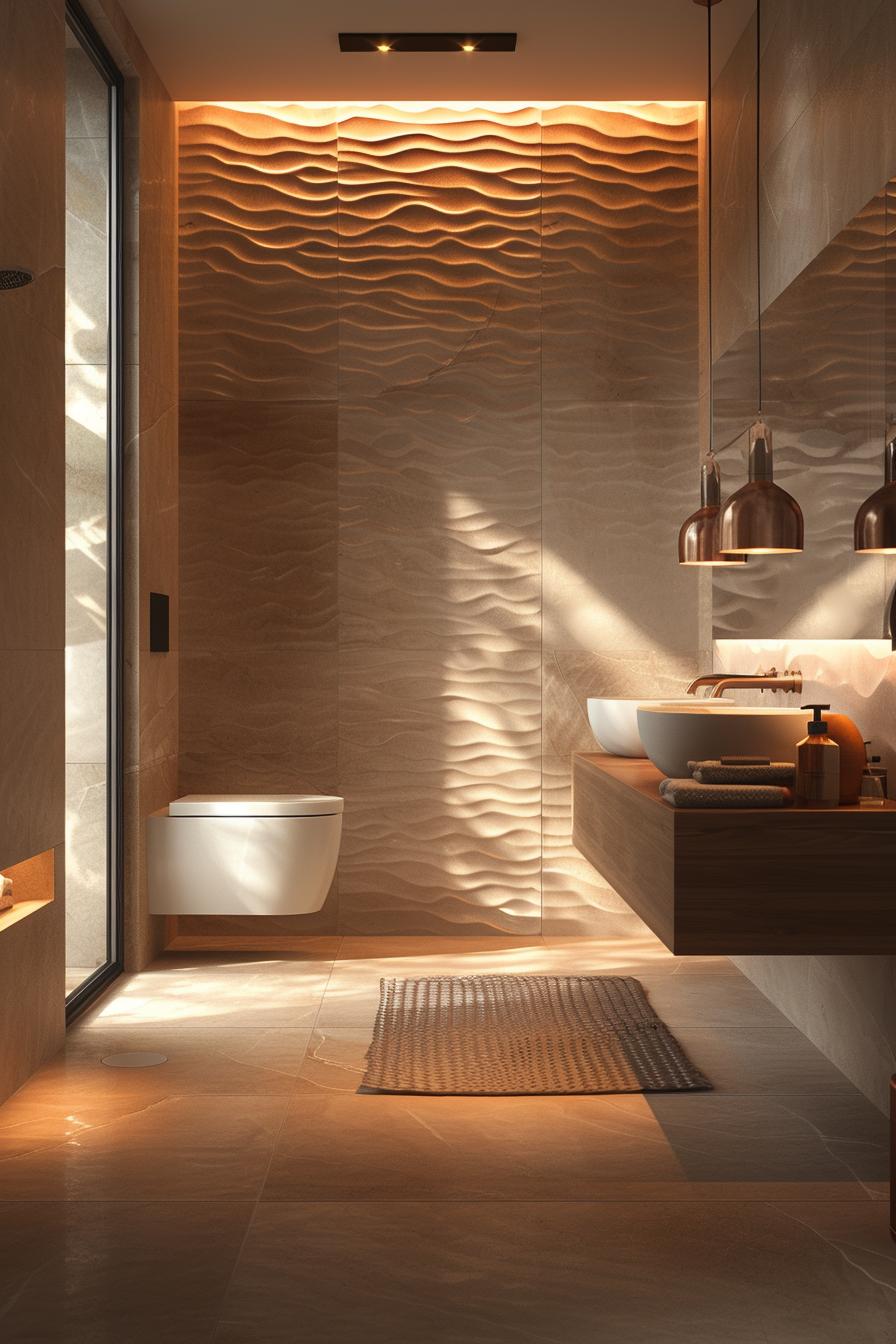 21 breathtaking bathroom wall decoration ideas to inspire them 12 6. Modern 3D wall panel decor-1