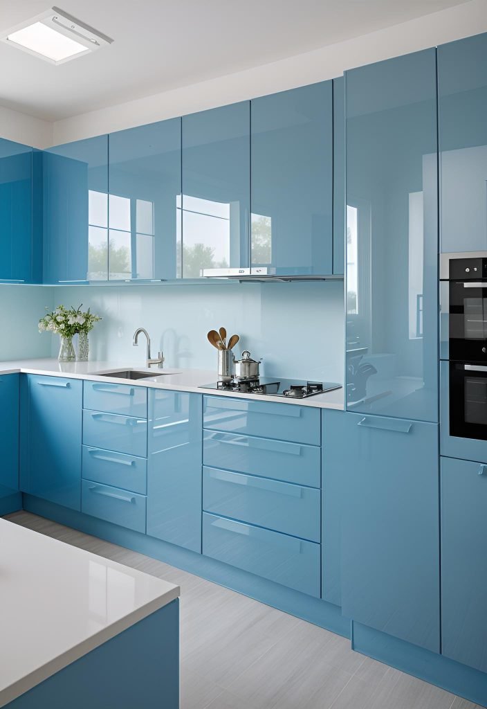 39 Trendy Blue Kitchen Cabinet Ideas: with Cool, Sophisticated Vibes 14 10. Modern Blue Kitchen Cabinets-0