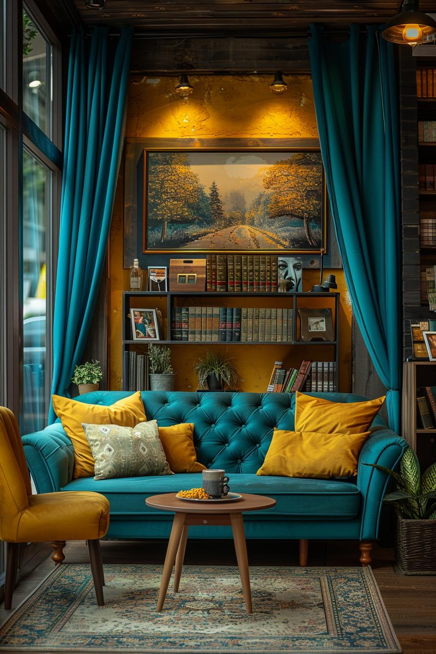 21 Cozy middle of the century modern living room ideas 65 21. Modern curtain design for cozy living room-2