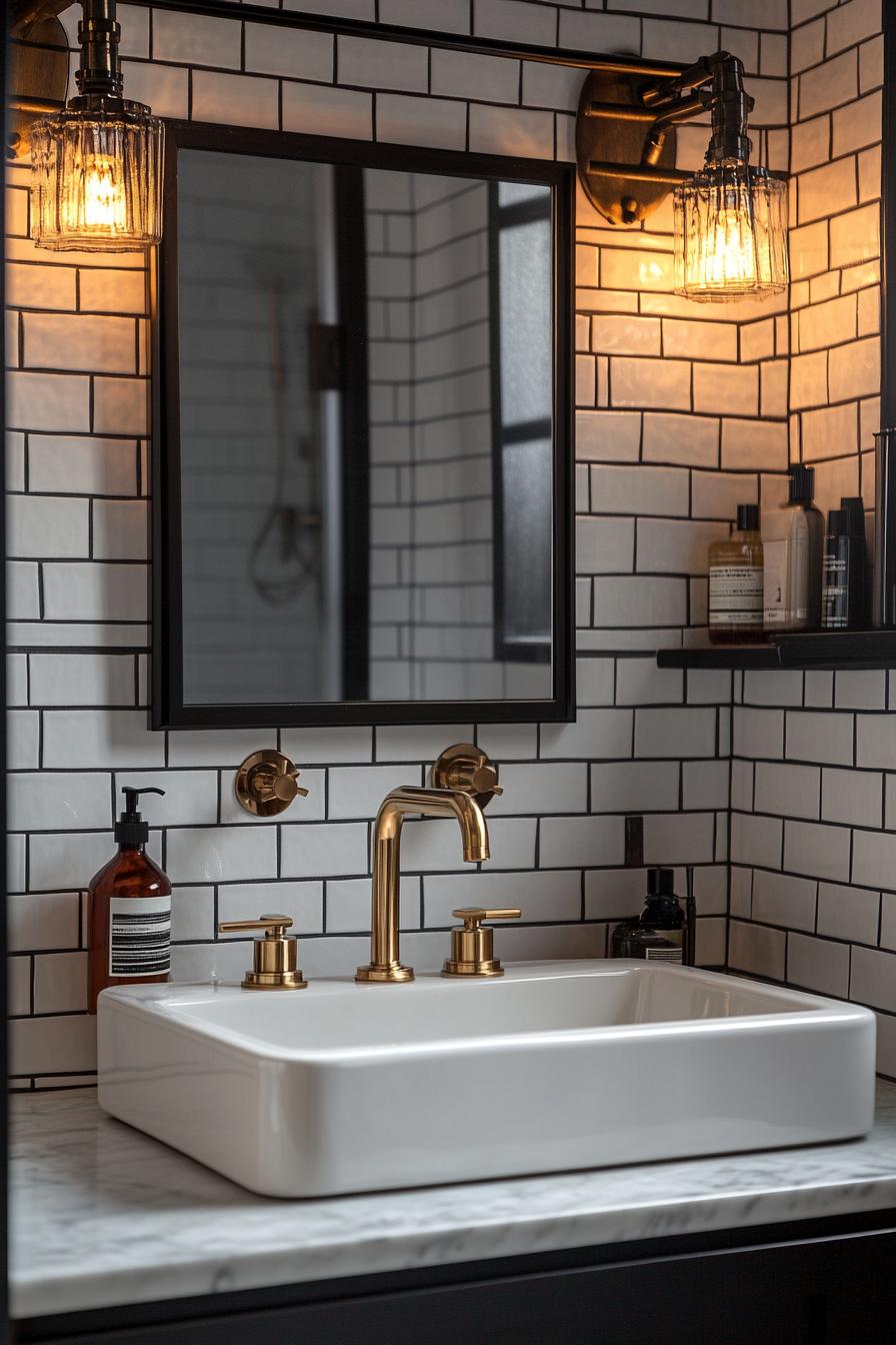25 Genius tiny bathroom ideas for your makeover 42 15. Modern geometric wallpaper ideas-2