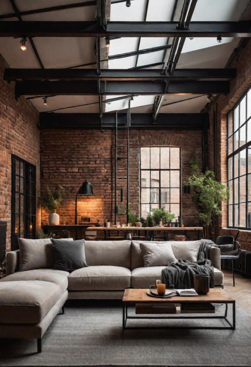 45 Warm & Inviting Cozy Living Room Ideas for Ultimate Relaxation 10 8. Modern Industrial Loft Living Area-0
