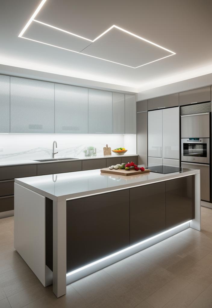 26 Genius Kitchen Island Ideen: Stil und Funktionalität 22 10. Moderne LED Kitchen Island Feature-0