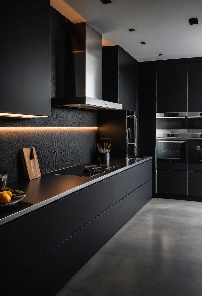 43 Aesthetic Kitchen Ideas to Transform Your Space 27 24. Modern Matte Black Kitchen Design-0