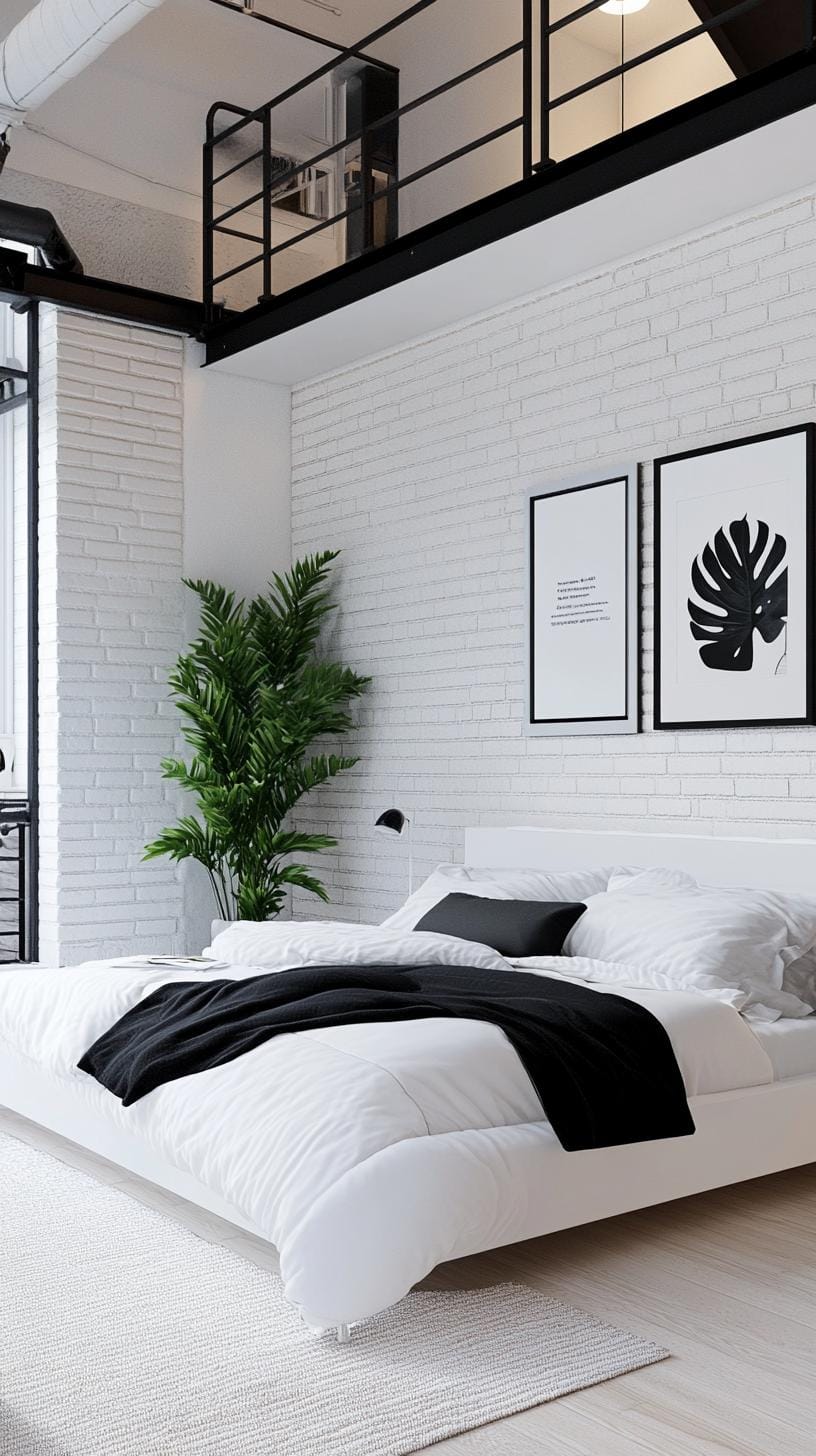 20 beautiful loft bedroom ideas for copying 46 13. Modern Monochrome Loft Design-3