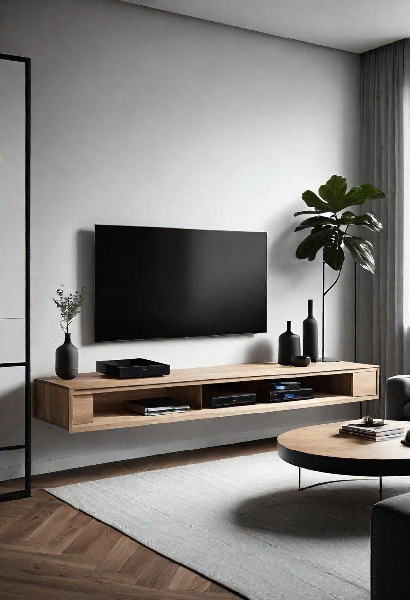Small Space, Big Impact: 34 Minimalist Living Room Ideas for Every Apartment 11 9. Modern TV Wall Mount: Hidden Cabling-0