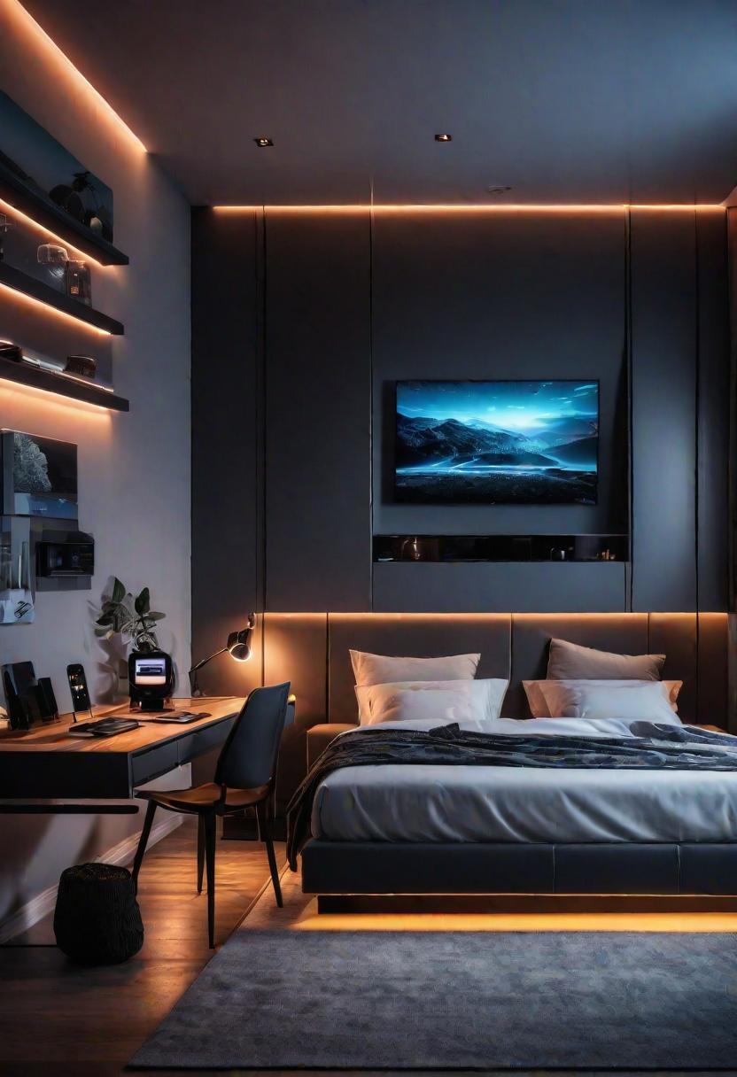 25 Eklektische Schlafzimmerideen für einen einzigartigen Raum 42 23. Moderne technisch versierte Schlafzimmer-0