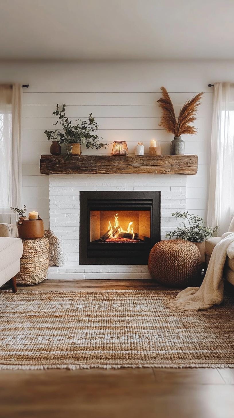 21 Cozy organic modern living room ideas for copying 32 10. Modern fireplaces that are framed with recovered wooden jack-2