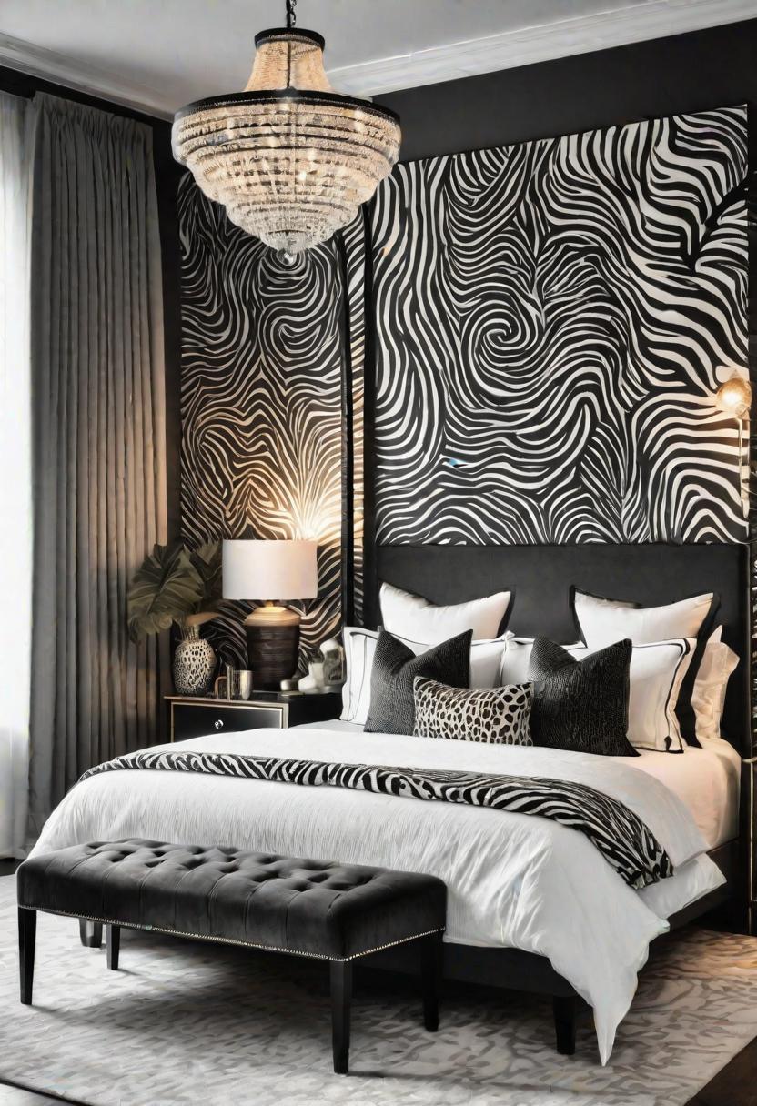 45 Black and White Bedroom Ideas for Timeless Elegance 44 42. Monochrome Animal Print Inspiration-0