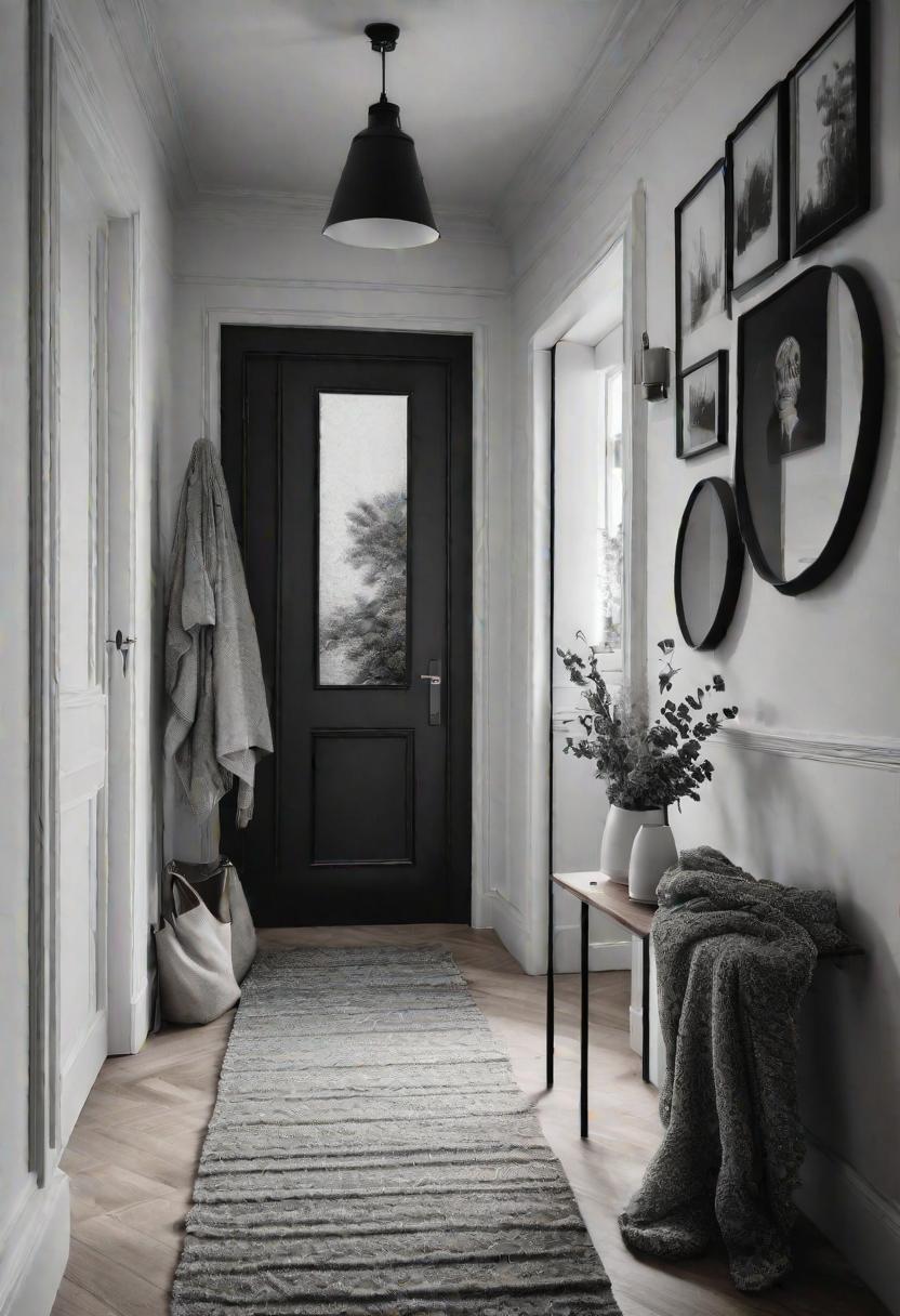 39 Chic Small Entrance Hall Ideas: Creative Solutions for Welcoming Spaces 22 19. Monochrome Textured Throw Inspiration-0