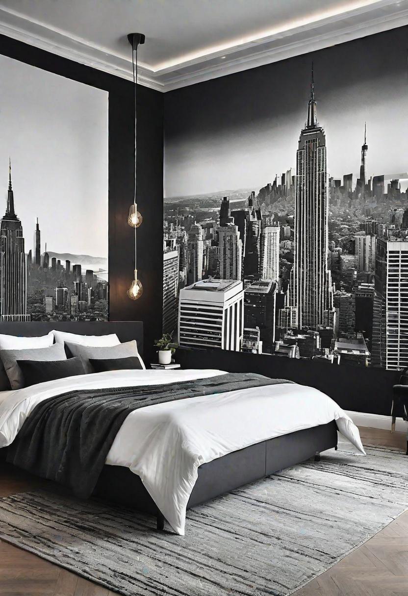 45 Black and White Bedroom Ideas for Timeless Elegance 3 1. Monochrome Wall Murals-0
