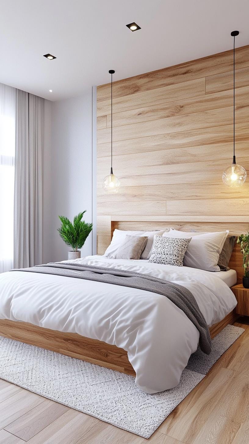20 new minimalist bedroom ideas to inspire your 2025 refreshment 3 3 1. Monochrome Zen: Use white tones and light gray with natural wooden elements for a quiet ambience-0