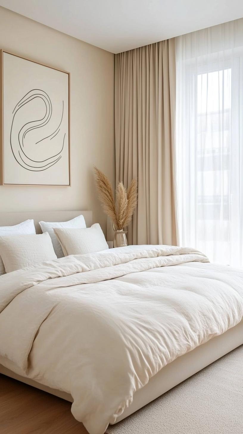 20 new minimalist bedroom ideas to inspire your 2025 refreshment 62 19. Monotonoase: Hug a single color of the color over walls, leaves and drapes-1