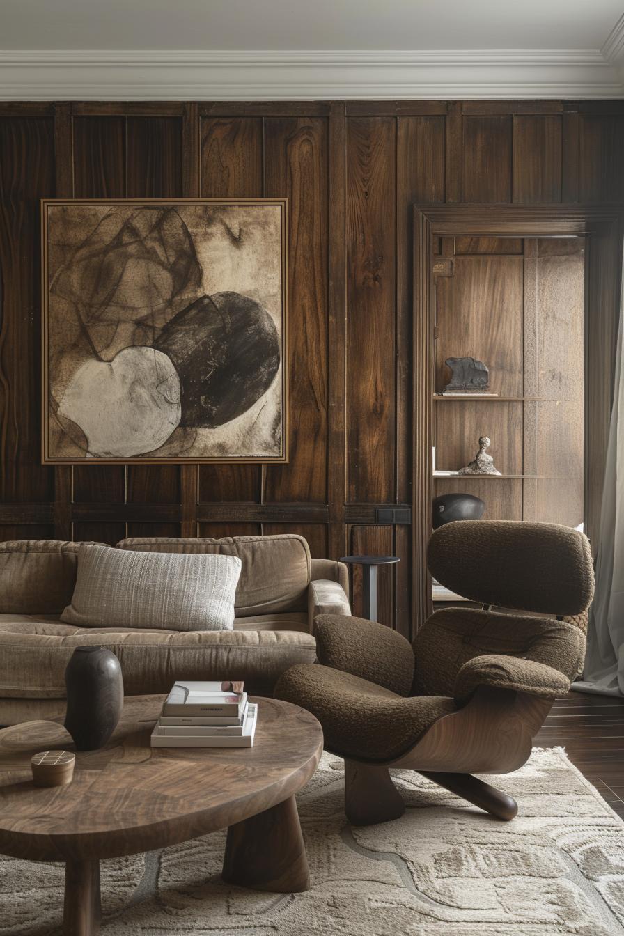 15 Best moody mid -century modern living room ideas 7 2. Moody Art Gallery Accent Wall-0