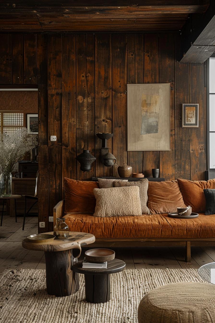 15 Best moody mid -century modern living room ideas 8 2. Moody Art Gallery Accent Wall-1