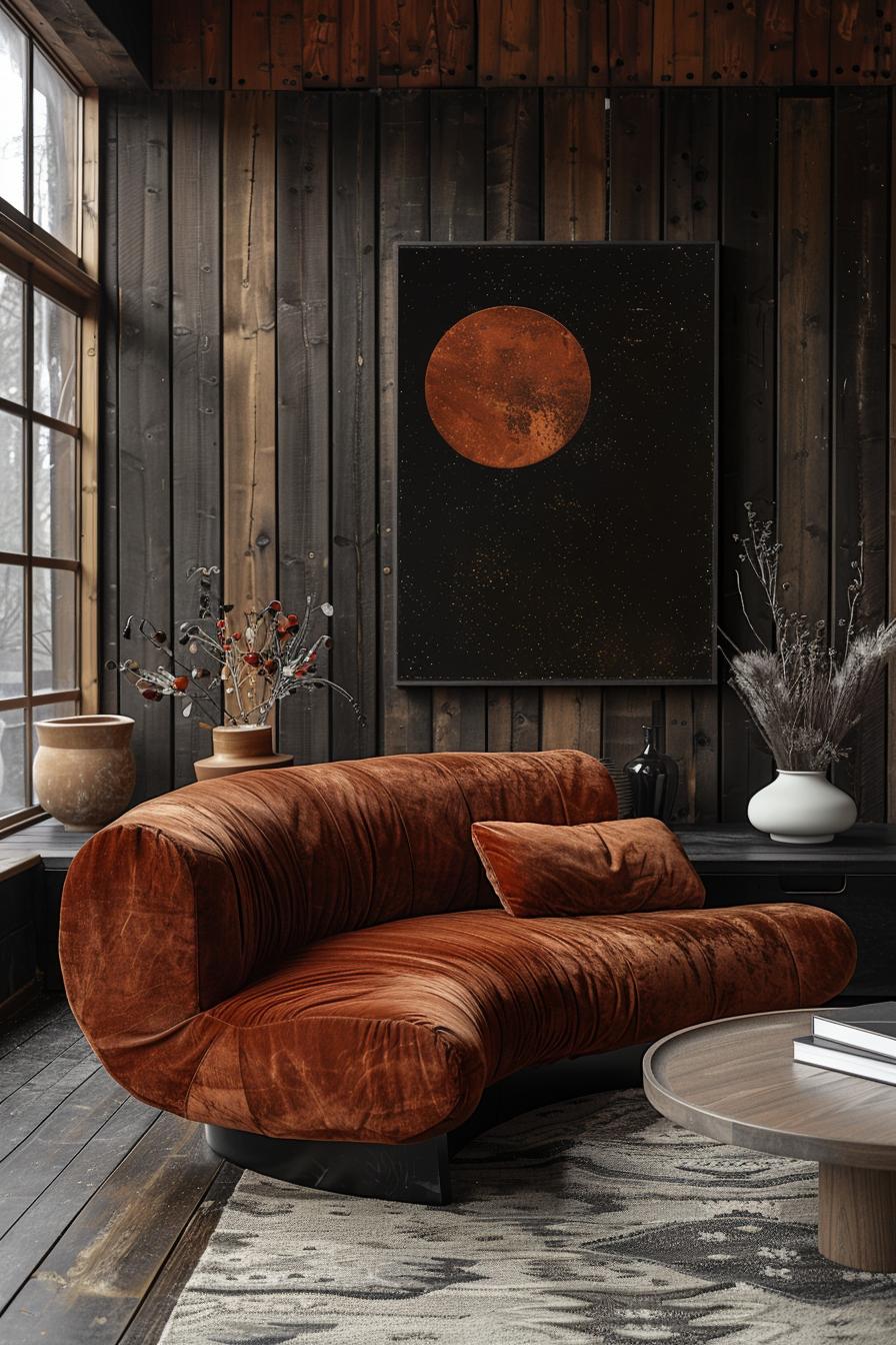 15 Best moody mid -century modern living room ideas 9 2. Moody Art Gallery Accent Wall-2