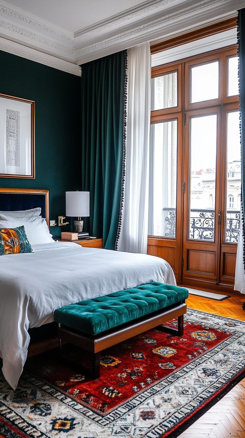 21 modern bedroom ideas for your 2025 makeover 28 8. Moody Elegance with deep color schemes, velvet textures and dramatic lighting-0