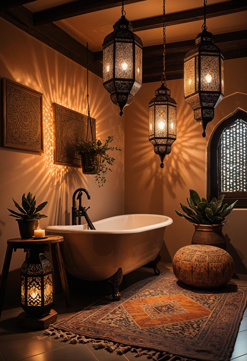 27 Dreamy Boho Bathroom Inspirations for Your Home Makeover 13 7. Moroccan Lanterns for Boho Bathrooms-1