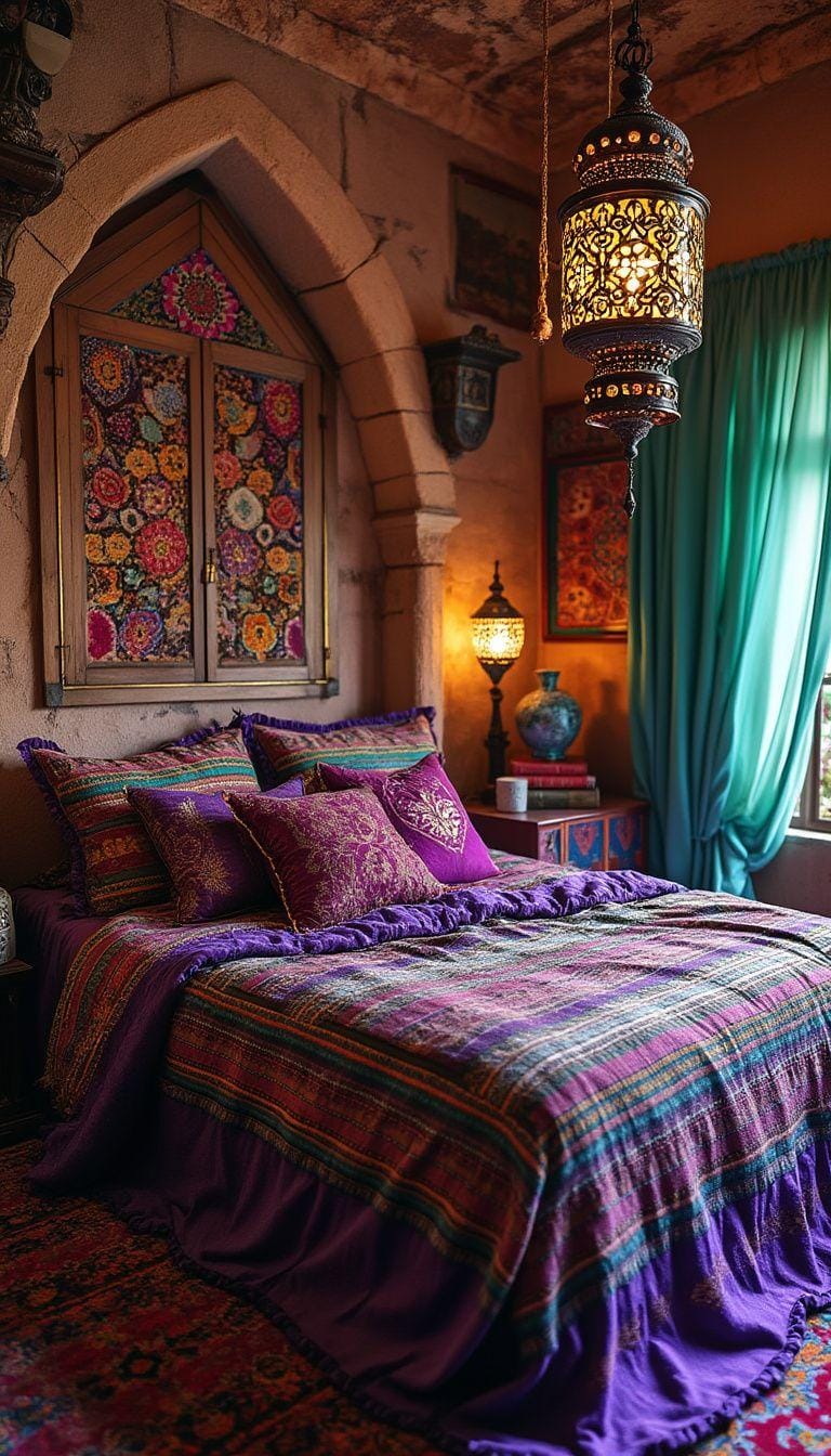 4. Moroccan magical cave: Mix jewel tones from purple, emerald and gold with a complicated lantern lighting-0