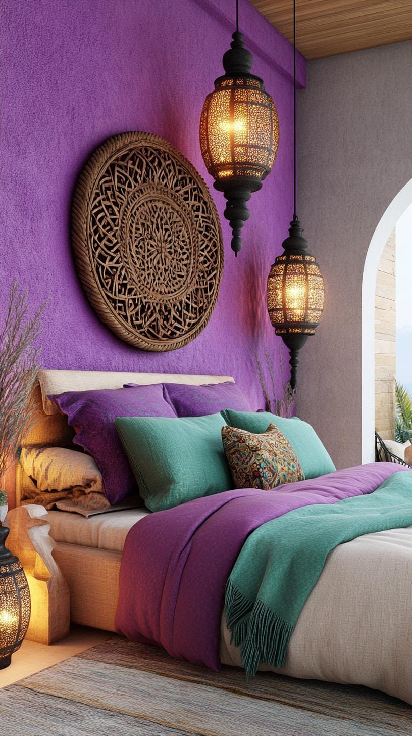 4. Moroccan magic cave: Mix jewel tones from purple, emerald and gold with a complicated lantern lighting-1