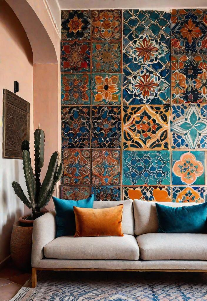 40 Breathtaking accent walls in living room Ideas 13 10. Moroccan Tile Accent Walls-0