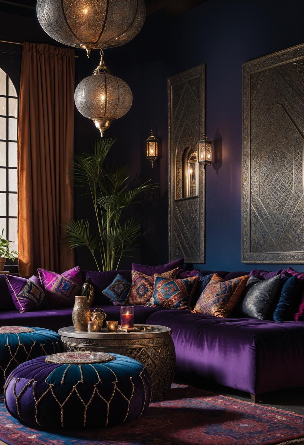 35 Gorgeous Dark Boho Living Room Inspirations 12 6. Moroccan Twilight Fusion-0
