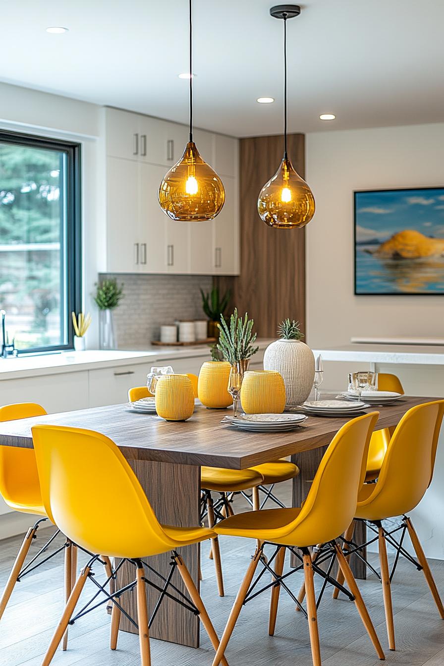 23 breathtaking modern dining tables from the middle of the century, which they worship 57 21. Mustal yellow accents for the Essen-1