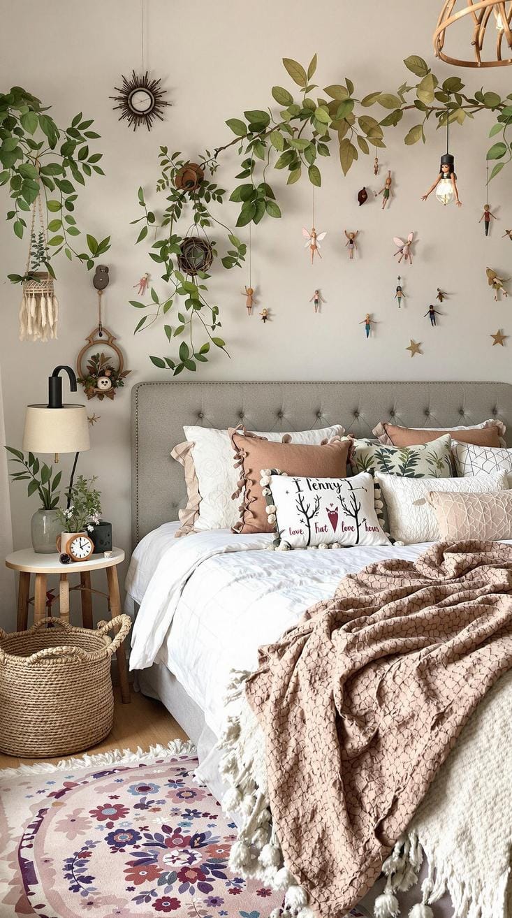 21 colorful boho bedroom ideas for a bizarre hippie -vibe 43 15. Mystical forest mood: Cover your room in Fern Greens and Toasty Browns with fairy accessories-0