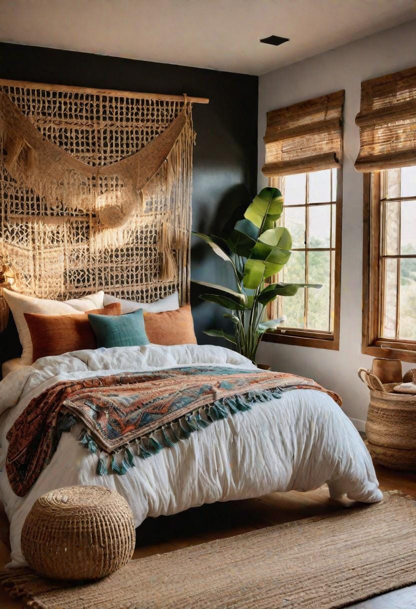 20 beautiful Boho bedroom for teenagers: ideas for 2025 24 8. Nature fiber elements: Use jute or sisal carpets and bamboo colors for an organic, earthy touch-0