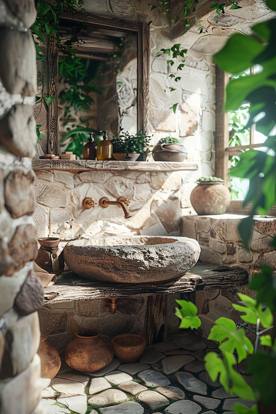 20 aesthetic bathroom designs for your home processing 28 17. Natural serenity: stone sink Charm-0