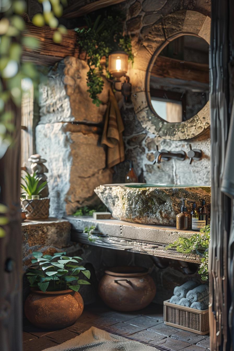 20 aesthetic bathroom designs for your home processing 29 17. Natural serenity: stone sink Charm-1