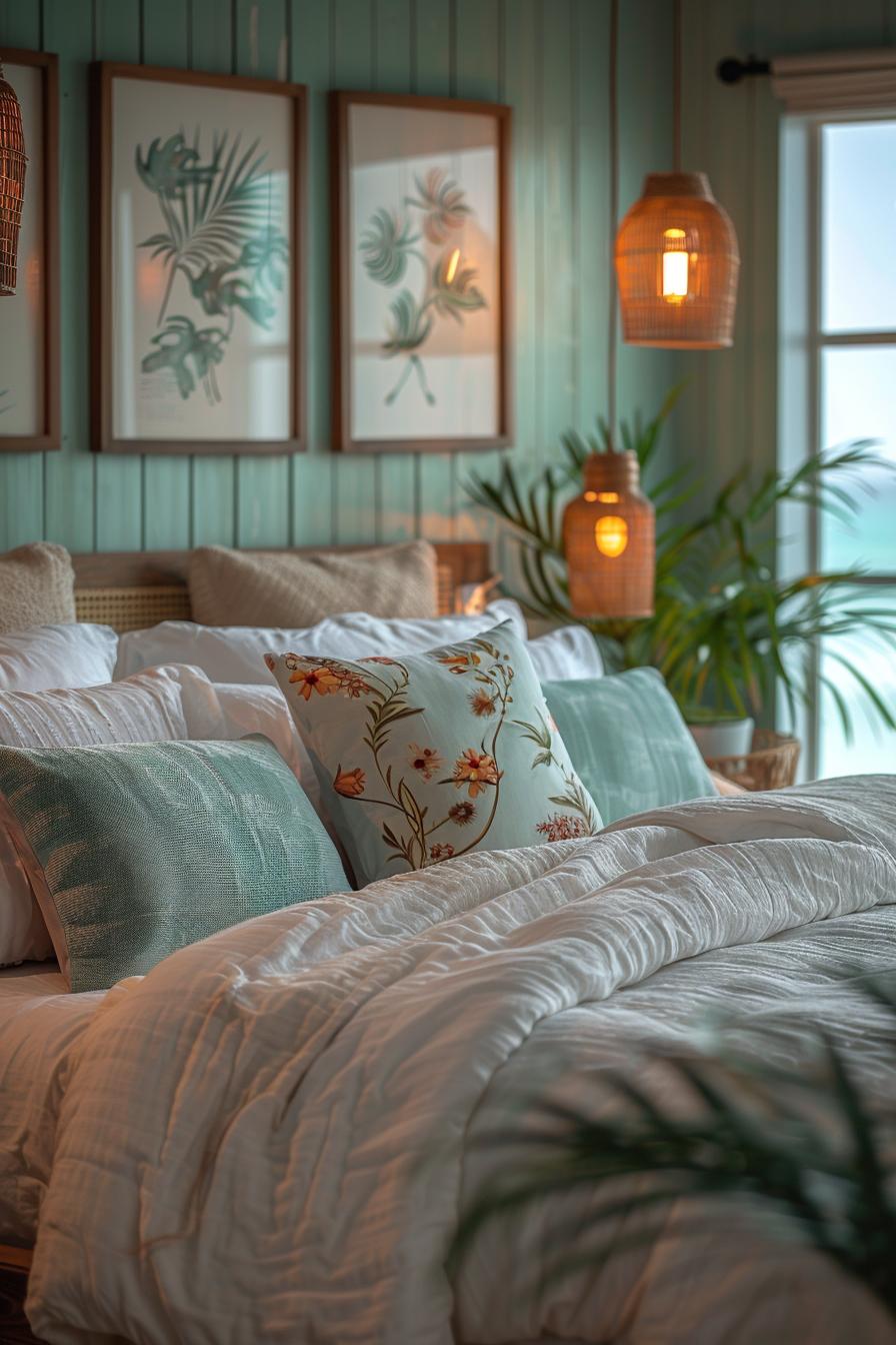 21 modern ideas for the coastal bedroom for a relaxing retreat 23 9. Nature-inspired coastal bedroom Art-1
