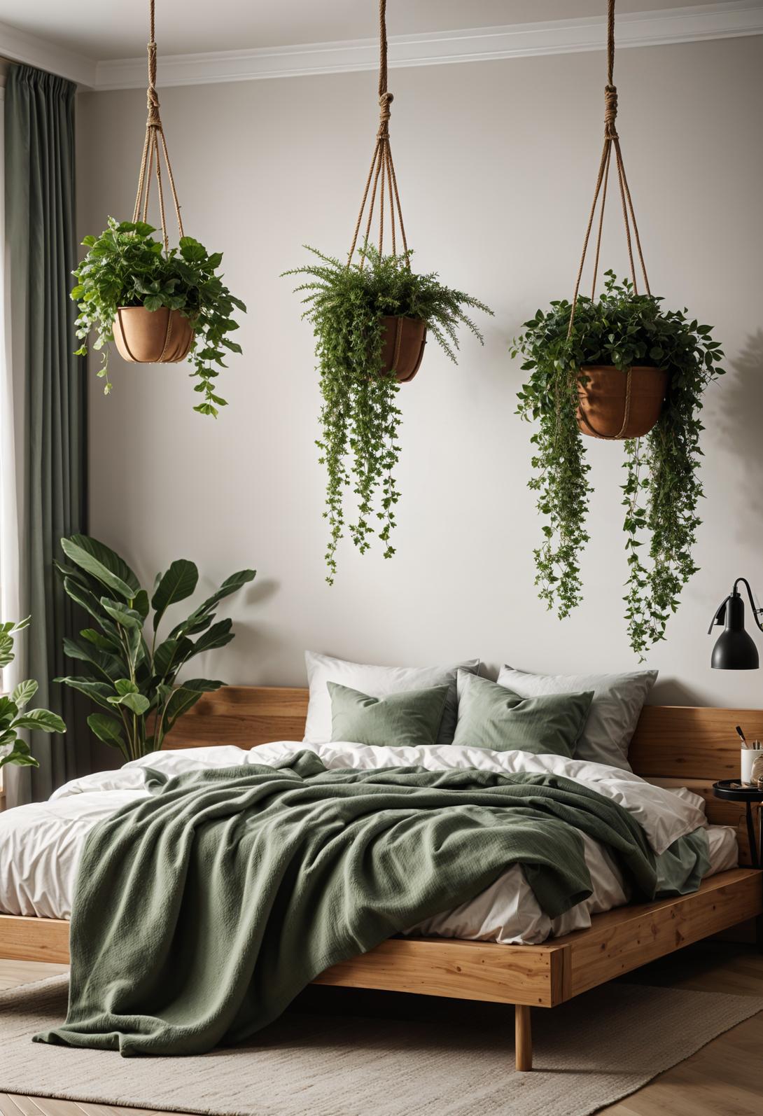 39 Dreamy Bedroom Decor Ideas (New) 26 21. Nature-Inspired Hanging Planters-0