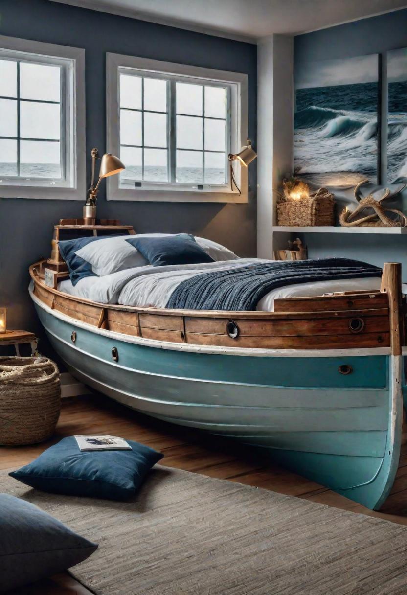 43 Relaxing Coastal Bedrooms for Breezy Retreats 38 36. Nautical Boat Bed for Kids-0