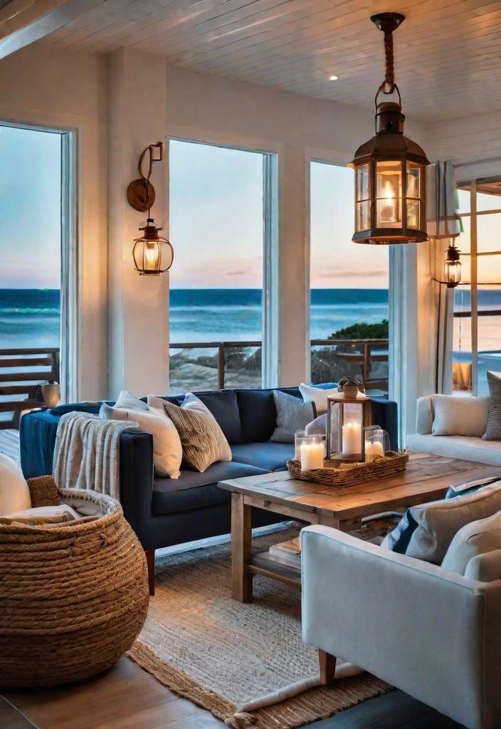 43 Inspiring Coastal Living Room Ideas 18 16. Nautical Lantern Lighting Ideas-0