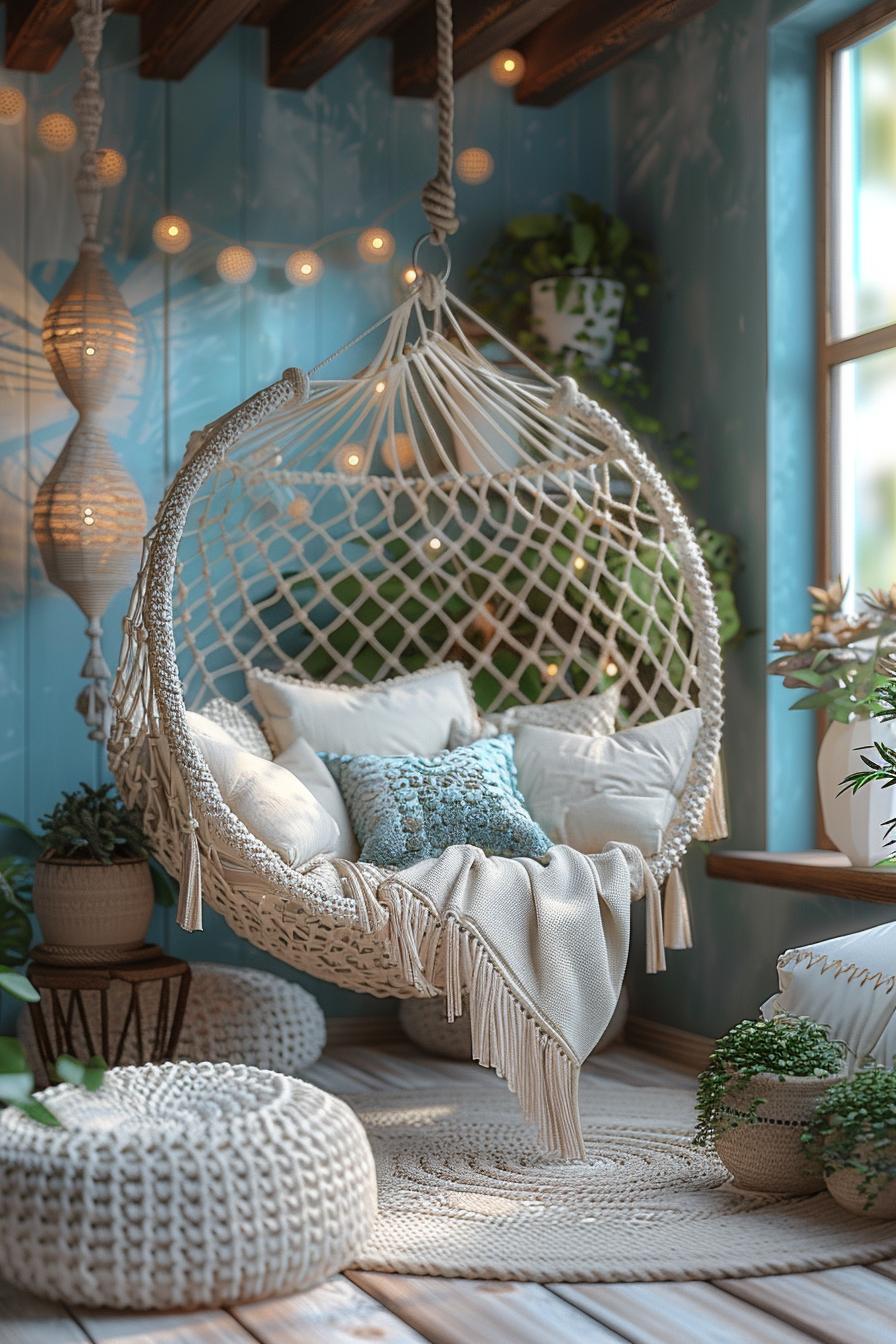 15 breathtaking Boho Coastal living room ideas for a beach house 19 6. Nautical Swing Chair Inspiration-2