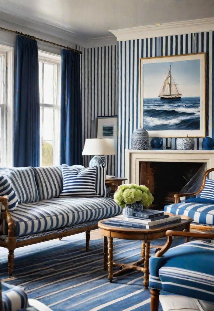 43 Inspiring Coastal Living Room Ideas 21 19. Nautical upholstery inspiration: blue & white-0