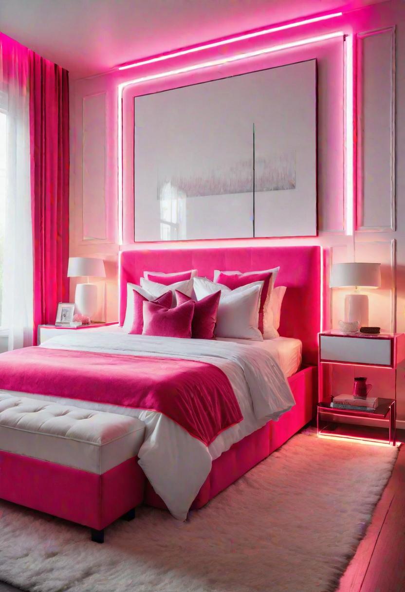 63 Luxurious Pink Bedrooms to Warm Up Your Space 40 38. Neon Pink Bedroom Trim-0