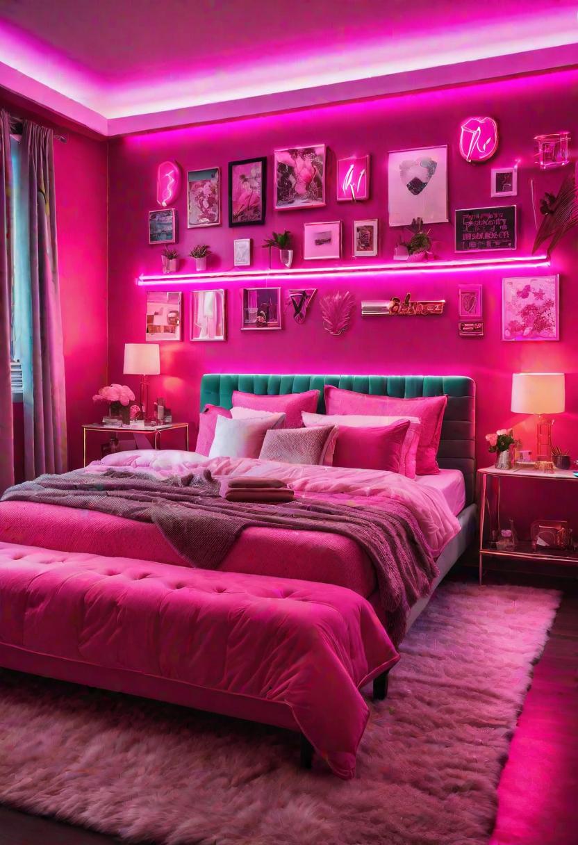 63 Luxurious Pink Bedrooms to Warm Up Your Space 18 16. Neon Pink Wall Décor-0