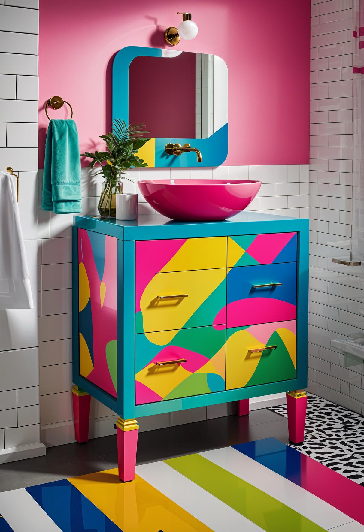 15 beautiful bathroom designs to improve your space 37 15. NEON POP Art Bathroom Statement 2
