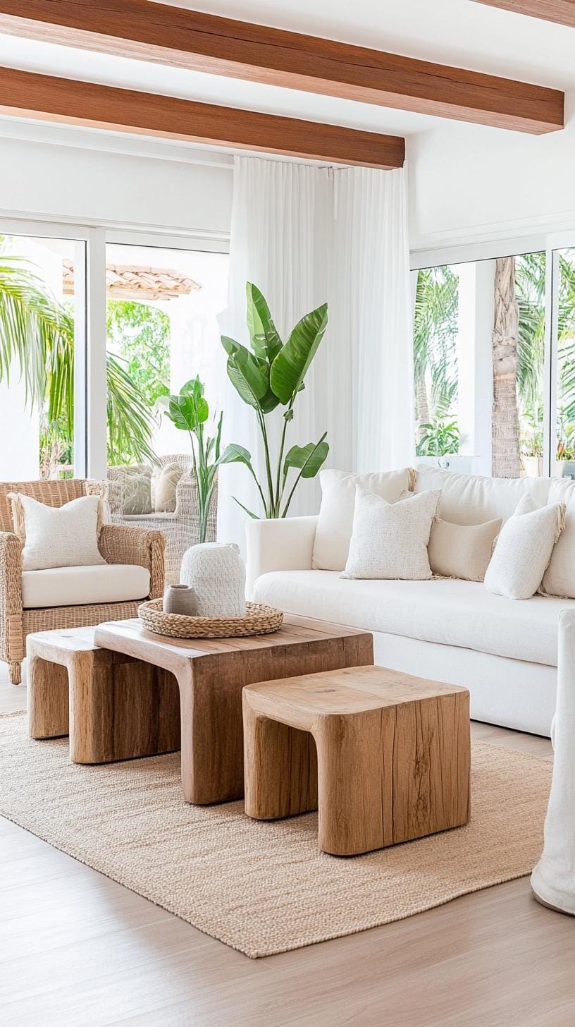21 Cozy organic modern living room ideas for copying 5 1. Neutral tones with structured fabrics and wood accents-2