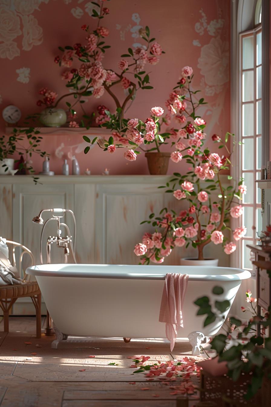 15 trendy bathroom colors for a breathtaking makeover 14 5. Nostalgic vintage rose bathroom palette-0