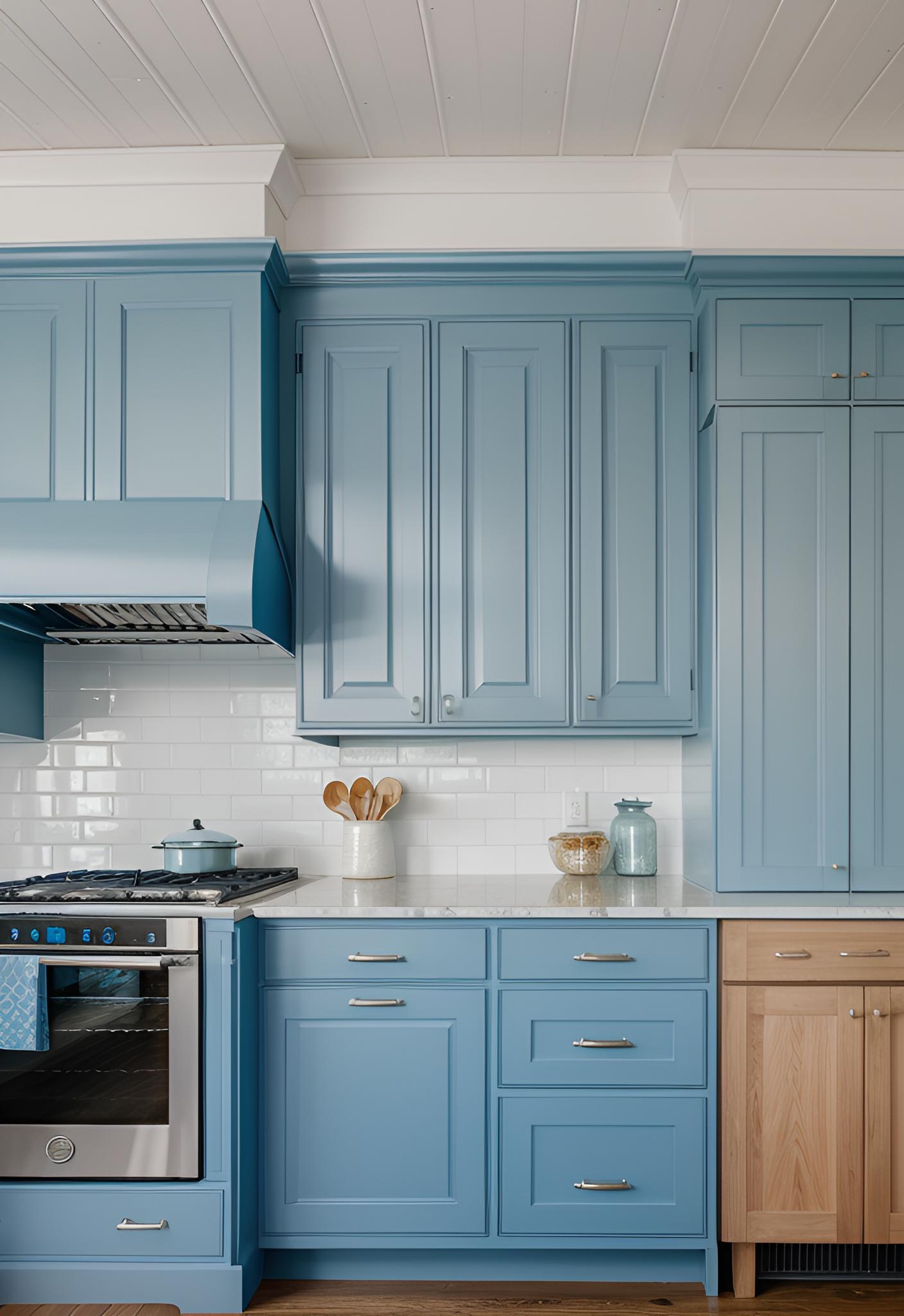 39 Trendy Blue Kitchen Cabinet Ideas: with Cool, Sophisticated Vibes 41 33. Ocean Blue Kitchen Cabinets-0