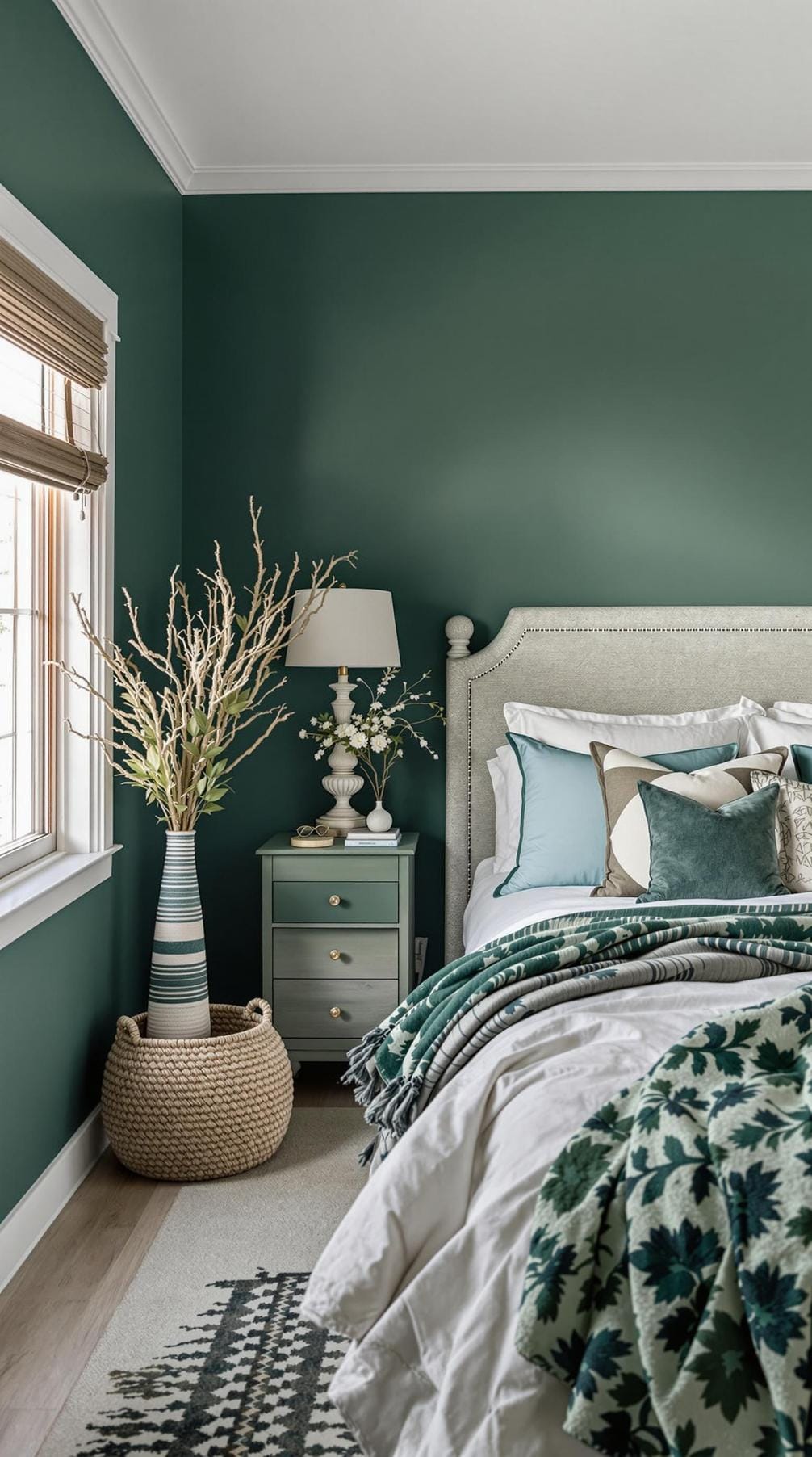 20 moody green bedroom ideas for a cozy retreat 41 13. Ocean inspiration: Fuse blue green with nautical elements such as rope accessories and driftwood-0