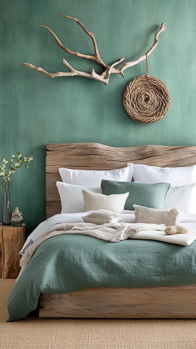 20 moody green bedroom ideas for a cozy retreat 43 13. Ocean inspiration: Fuse blue-green with nautical elements such as rope accessories and driftwood-2