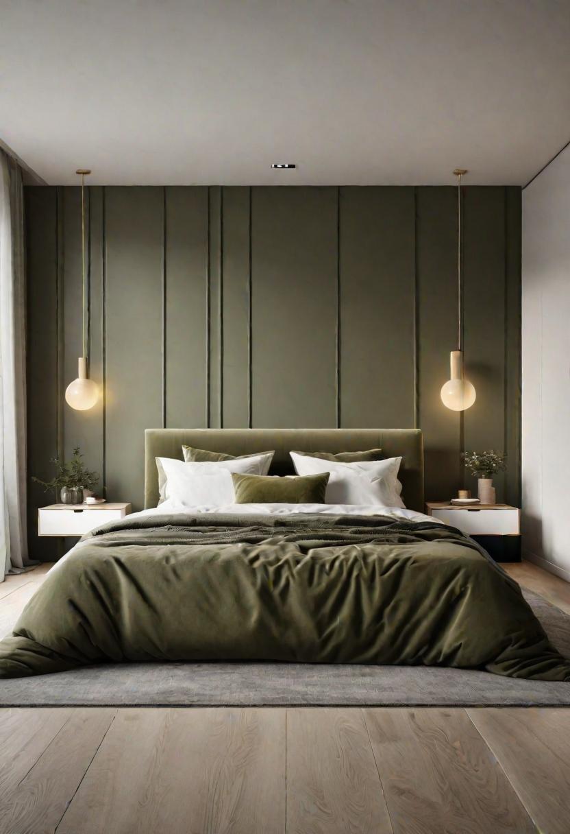 23 atemberaubende Ideen für olivgrüne Schlafzimmer, die Sie absolut lieben werden 46 14. Olivengrün-skandinavisches Schlafzimmer mit weichen Neutralen und natürlichen Licht-0