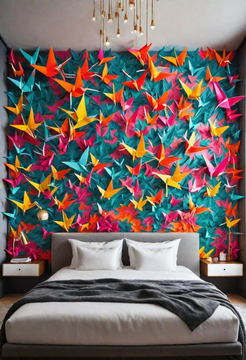 61 Inspiring Bedroom Wall Decor Ideas: Transform Your Space into a Dreamy Retreat 15 13. Origami Wall Installation Ideas-0