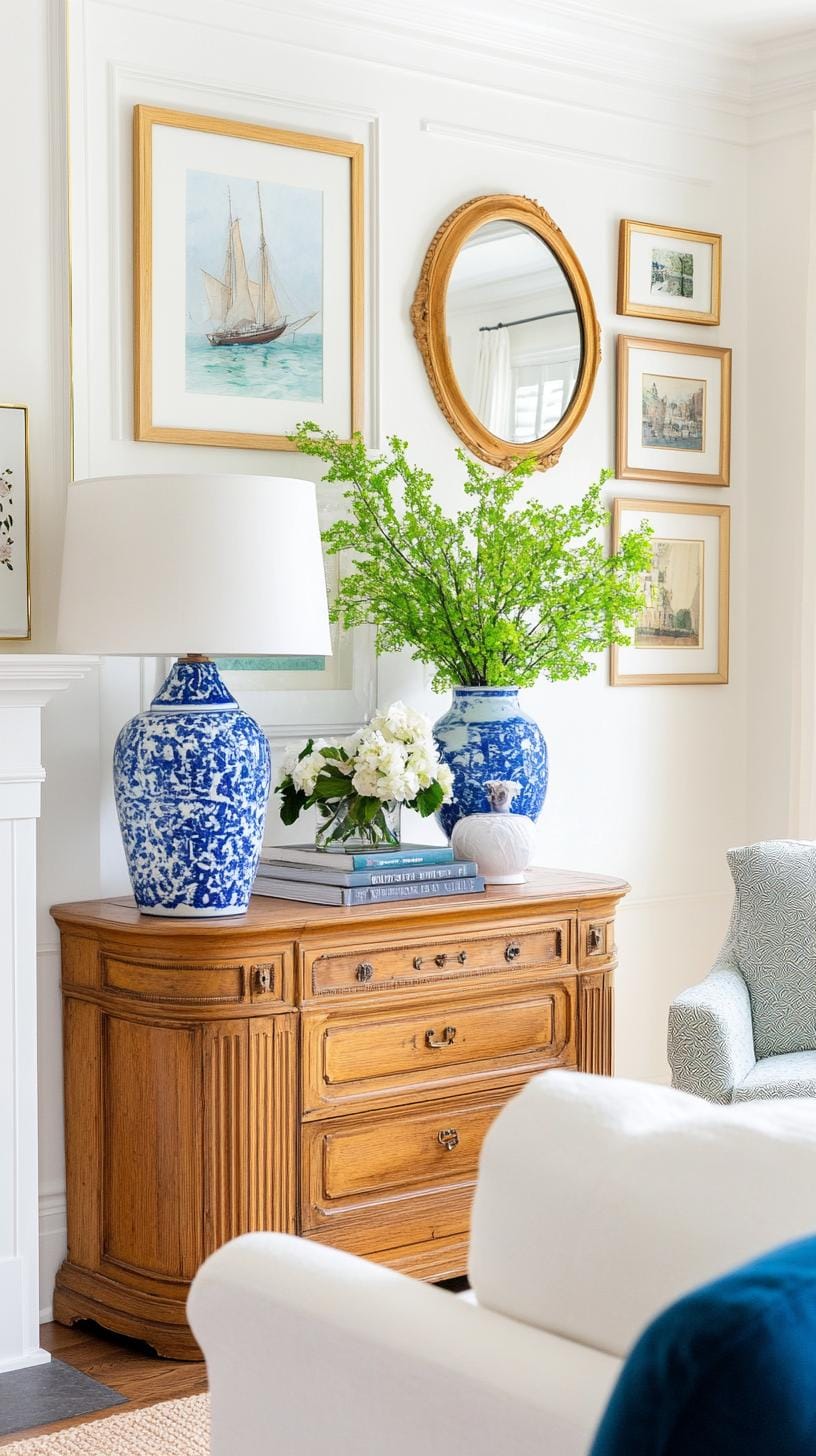 37 Gallery Wall Decor Ideas: Layouts And Styles to Elevate Any Room 59 19. Oval and round frame mix using circular art forms layered for softness-1